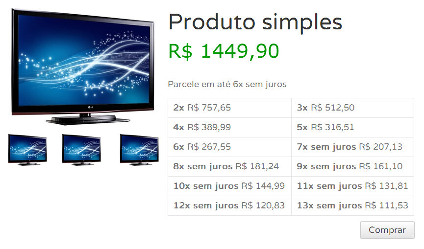 O plugin não atualiza o preço para parcelamento com juros